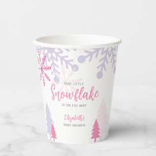 Vasos De Papel Pequeño copo de nieve en camino a Baby Shower Wint
