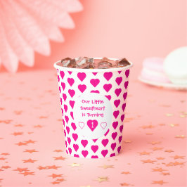 Vasos De Papel Pequeño corazón primer cumpleaños