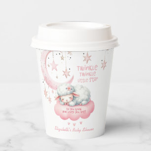 Vasos De Papel Pequeño Cordero Twinkle Twinkle Chica rosa Baby Sh