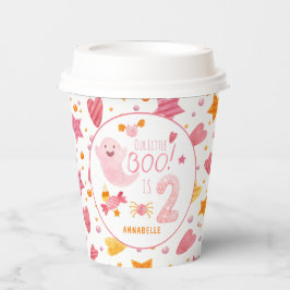 Vasos De Papel Pequeño fantasma rosado cumple dos años