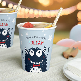 Vasos De Papel Pequeño monstruo Fiesta de cumpleaños de niños per