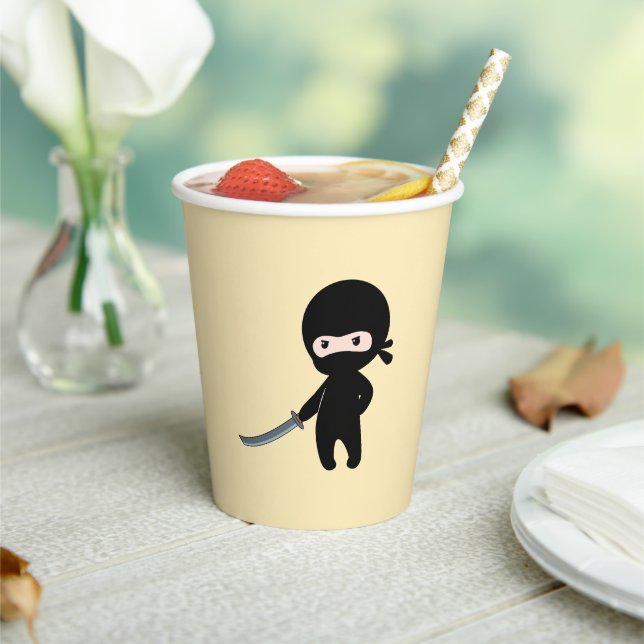 Vasos De Papel Pequeño Ninja Enojado en Amarillo (in situ)