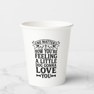 Vasos De Papel Pequeño perro te ama diseño tipográfico vintage_1