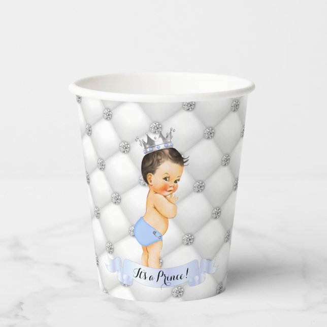 Vasos De Papel Pequeño Príncipe Luz Azul Diamantes Blancos Niño (Anverso)