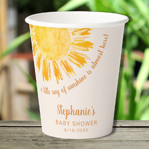 Vasos De Papel Pequeño Rayo De Sunshine Watercolor Sun Baby Showe