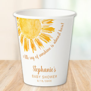 Vasos De Papel Pequeño Rayo De Sunshine Watercolor Sun Baby Showe