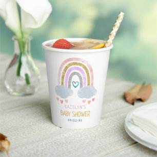 Vasos De Papel Pequeño y bonito Baby Shower arcoiris