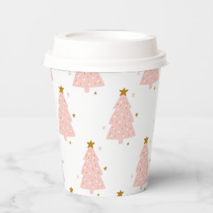 Vasos De Papel Pequeños árboles de Navidad rosados