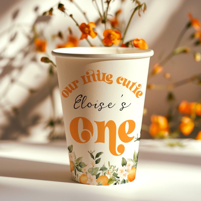Vasos De Papel Pequeños naranjas de cítricos de 1º cumpleaños (Subido por el creador)