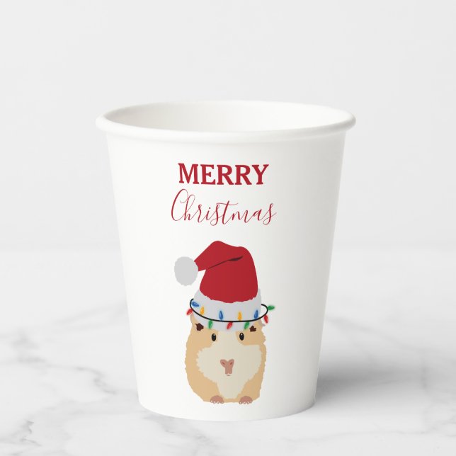 Vasos De Papel Pequeños Navidades Hamster Gracioso Animal Santa H (Anverso)