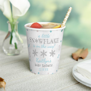 Vasos De Papel Pequeños niños con copo de nieve en Baby Shower