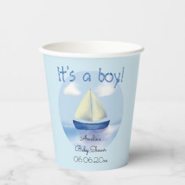 Vasos De Papel Pequeños niños de vela azul Baby Shower