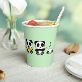 Vasos De Papel Pequeños Pandas cortos en verde