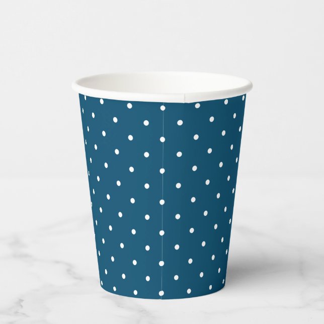 Vasos De Papel Pequeños puntos blancos en azul (Derecha)