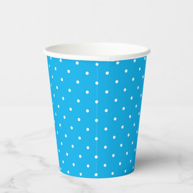 Vasos De Papel Pequeños puntos blancos en azul bebé (Derecha)