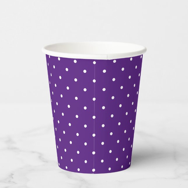 Vasos De Papel Pequeños puntos blancos en morado (Derecha)