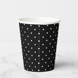 Vasos De Papel Pequeños puntos blancos en negro