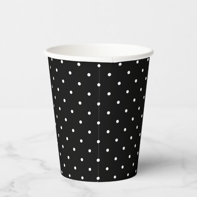 Vasos De Papel Pequeños puntos blancos en negro (Derecha)