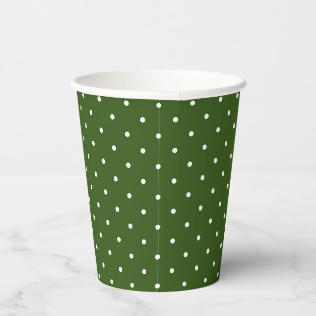 Vasos De Papel Pequeños puntos blancos en verde (Derecha)