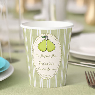 Vasos De Papel Perfect pair sage green stripe pear bridal shower