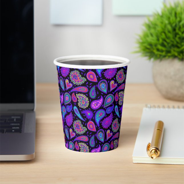 Vasos De Papel Perfectamente Bonito Púrpura Paisley (in situ)