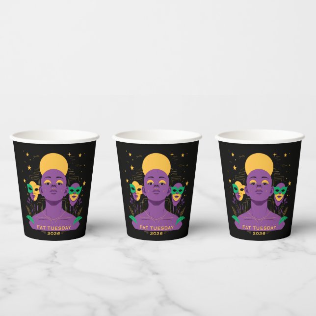 Vasos De Papel Perfecto para Mardi Gras 2026 (Multi)