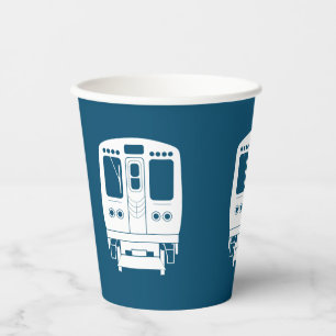 Vasos De Papel Perfil "L" de Chicago Blanco sobre fondo azul