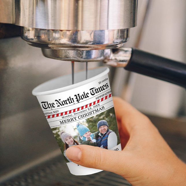 Vasos De Papel Periódico caprichoso de navidades (Merry Christmas whimsical photo newspaper paper cup)