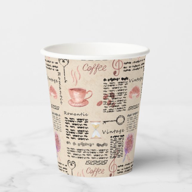 Vasos De Papel Periódico romántico (Anverso)