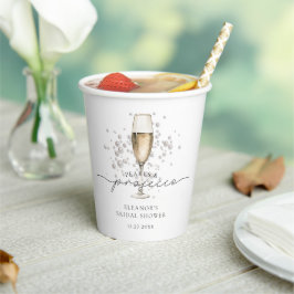 Vasos De Papel Perlas acuarelas y ducha de novia Prosecco