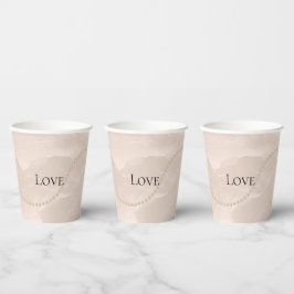 Vasos De Papel Perlas Chic Glam Marfil rubor Boda