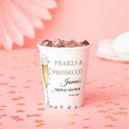 Vasos De Papel Perlas Y Fiesta De La Ducha Bridal Prosecco
