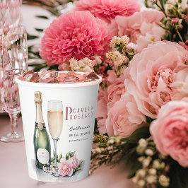 Vasos De Papel Perlas y Prosecco Floral Elegante Desayuno de Novi
