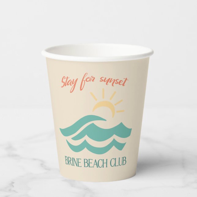 Vasos De Papel Permanece para Sunset Brine Beach Club Cups (Anverso)