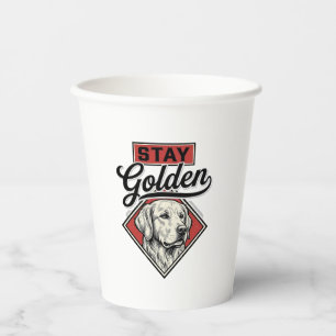 Vasos De Papel Permanecer Retriever Dorado Diseño Vectorial de Pe