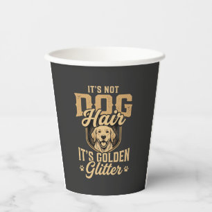 Vasos De Papel Perrito de pelo dorado divertido con purpurina