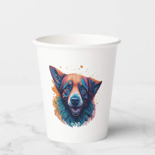 Vasos De Papel Perro adorable colorido (Anverso)