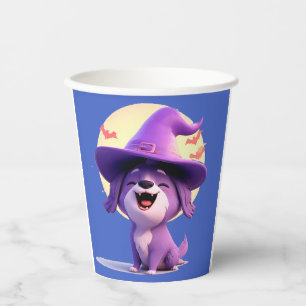 Vasos De Papel Perro adorable con sombrero de bruja