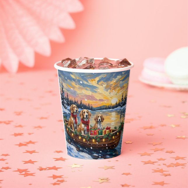 Vasos De Papel Perro afgano Navidad Barco Fiesta (in situ)