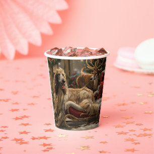 Vasos De Papel Perro afgano navideño festivo