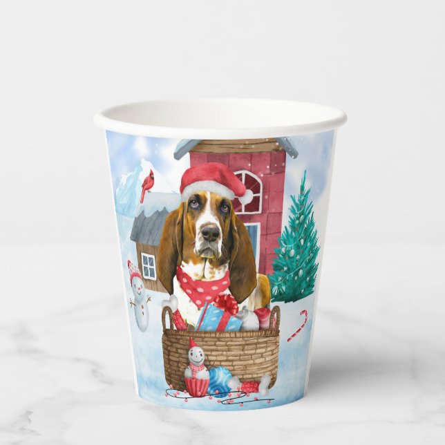 Vasos De Papel Perro atormentado en la nieve Navidad Casa de perr (Anverso)