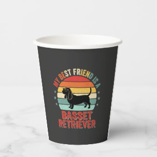 Vasos De Papel Perro Basset Retriever Atardecer Retro