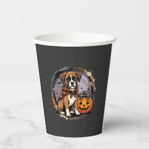 Vasos De Papel Perro Boxer Halloween Calabaza Sublimación