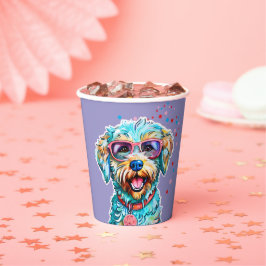 Vasos De Papel Perro con Gafas
