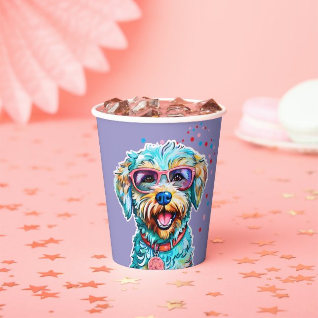 Vasos De Papel Perro con Gafas (in situ)
