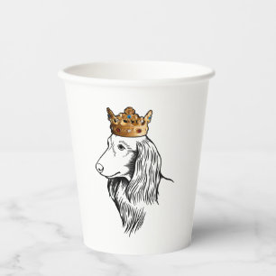 Vasos De Papel Perro Dachshund de cabello largo con corona