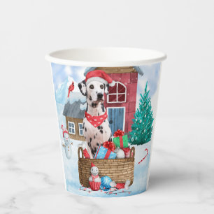 Vasos De Papel Perro dálmata en la casa de perros de Navidades de