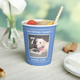 Vasos De Papel Perro de cachorro lindo foto un cumpleaños de foto