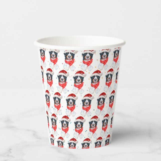 Vasos De Papel Perro de Montaña Bernés Navidad (Anverso)