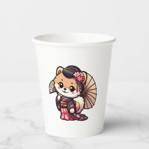 Vasos De Papel Perro de Pomerania Kimono